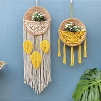 wall decor hand woven wall dried flower basket pendant tapestry tassel decoration pastoral hanging basket wedding decoration