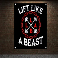 gym decor banners sports training motivational slogan flags workout inspirational poster tapestry wall hanging canvas painting 3