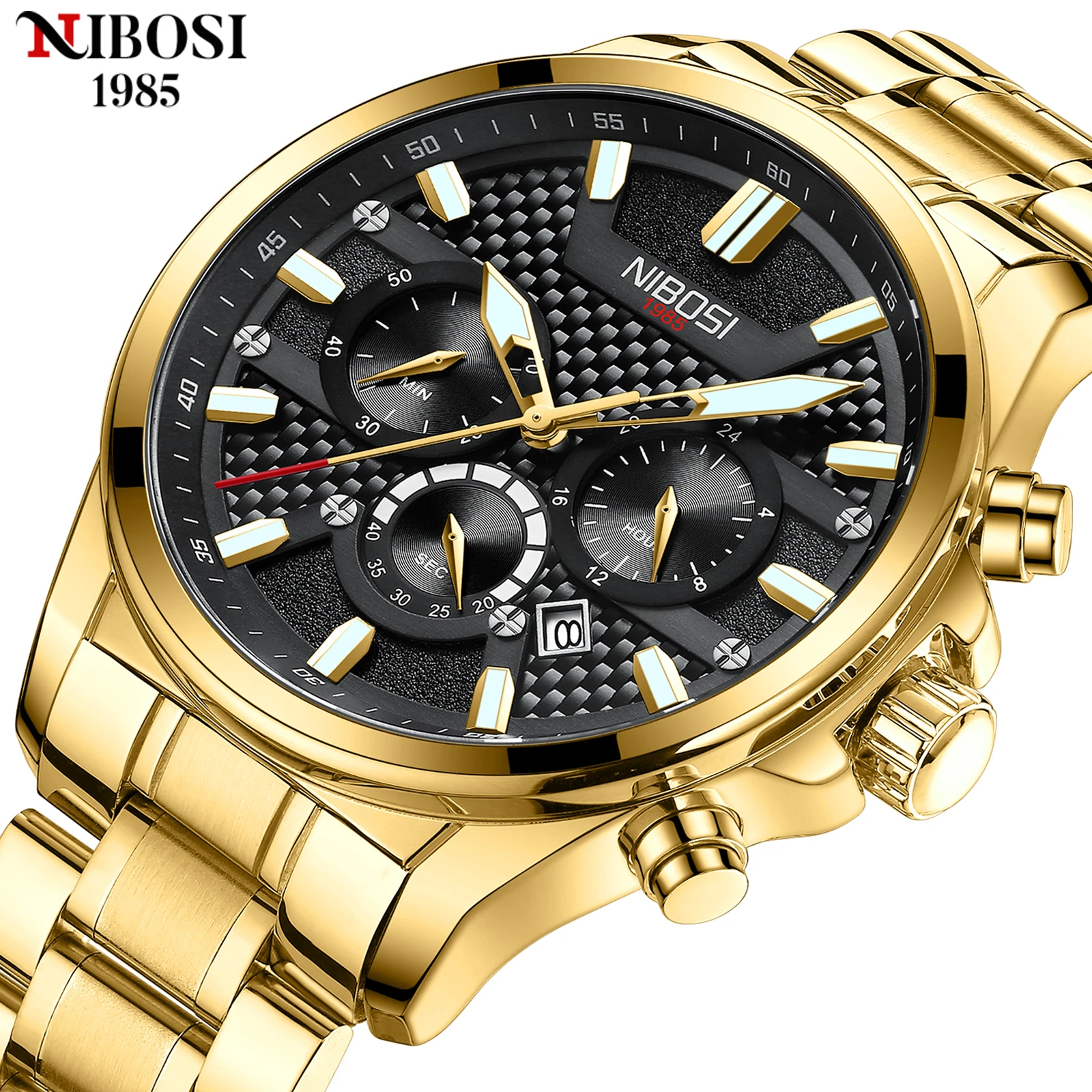

Часы наручные NIBOSI Мужские кварцевые, брендовые Роскошные спортивные модные водонепроницаемые с автоматической датой