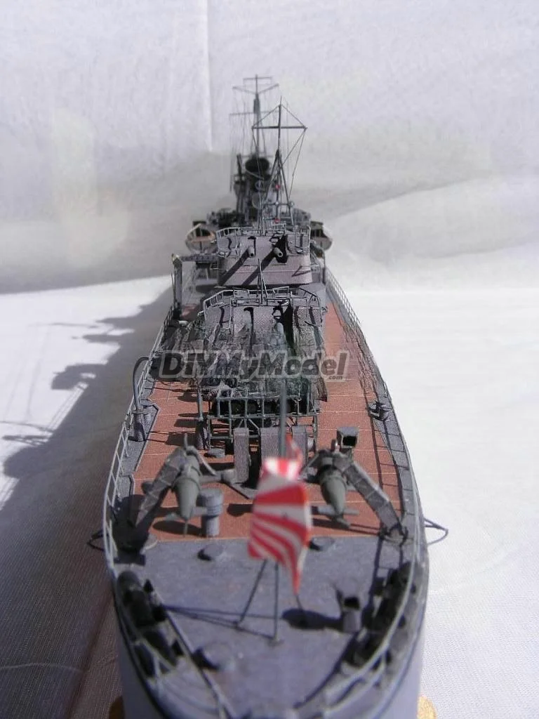 DIYMyModeI-modelo de papel de la Segunda Guerra Mundial, destructor de la Marina japonesa, clase kagero, Yukikaze-3