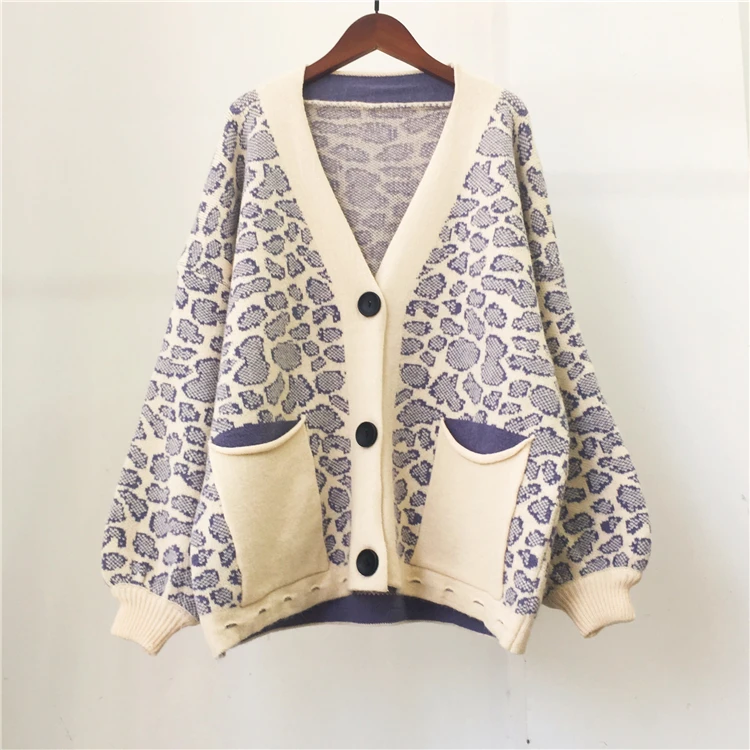 Женский вязаный свитер H.SA свободный однобортный Кардиган с рукавами-фонариками