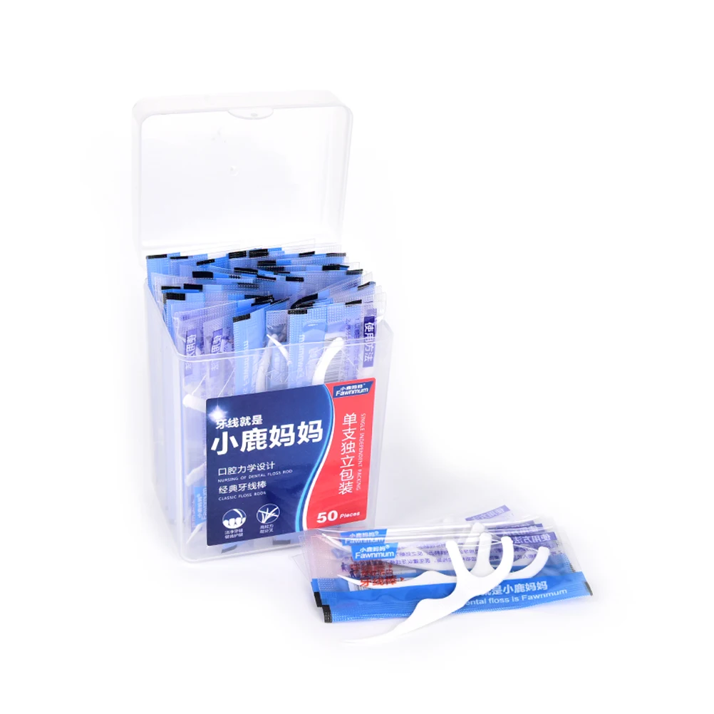 

50Pcs/Box Teeth Cleaning Dental Floss Interdental Brush Teeth Stick Toothpicks Dental Flossers Pick Oral Hygiene Tools White