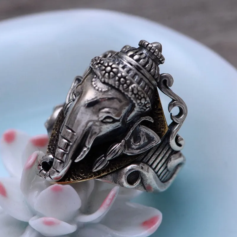 100% real 925 sterling silver jewelry retro Thai Man rings the god of wealth male models delicate ring for | Украшения и