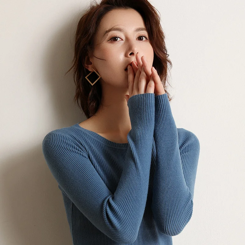 Высококачественные вязаные свитера для женщин на осень 2019 повседневный тонкий