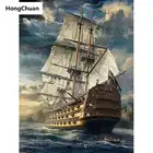 Быстрая доставка Пейзаж морской лодки 5D DIY квадратнаякруглая алмазная живопись мозаика вышивка крестиком украшение для дома роспись Новогодний подарок