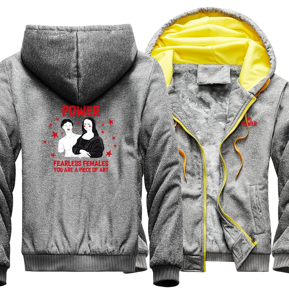

Girl Power Two Women Printed Hoodies Man Fleece Fashion Thick Coat Autumn Winter Streetwear Man Skin Friendly Streetwear For Man