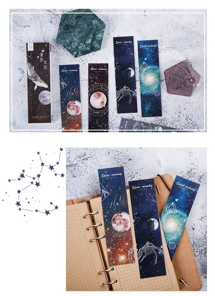 30 шт./компл. креативная планета Закладка каваи галактика бумага Bookmarks для книг школьные канцелярские Открытки Подарочные принадлежности Escolar