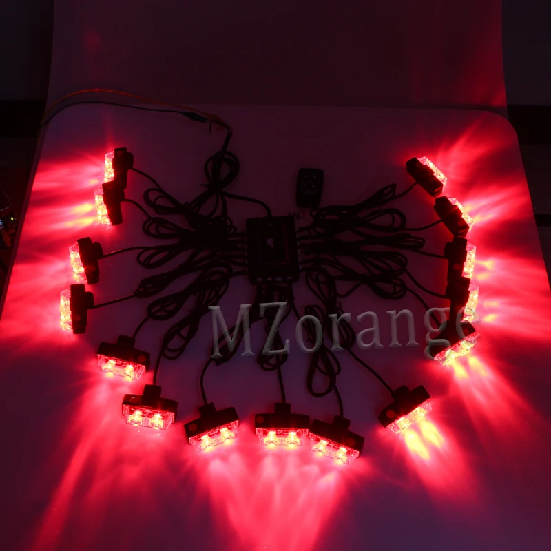 Red MZORANGE 16x2 светодиодный стробоскоп 32 светодиодный пульт дистанционного управления Беспроводная Автомобильная решетка вспышки авто Предупреждение льная решетка лампы - Цвет: Red