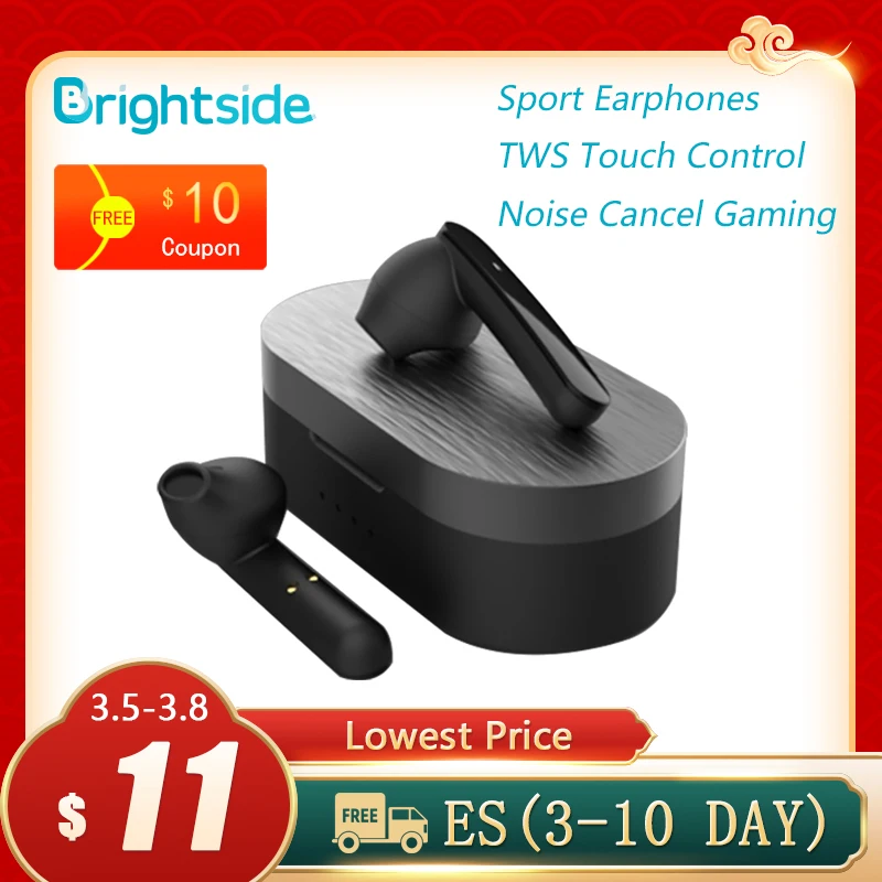 Brightside Беспроводные наушники Bluetooth 5 0 TWS с сенсорным управлением спортивные