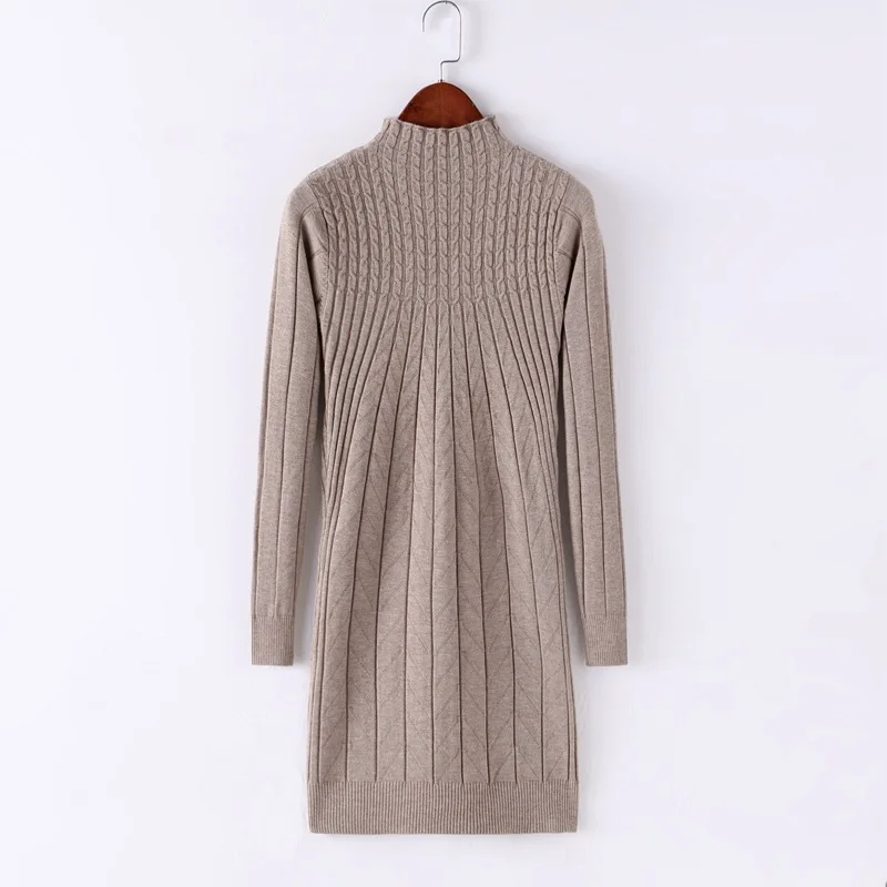 

2020 Autumn and winter new long sweater female half-collar long-sleeved bottoming sweater sweater slim dress womens sweaters