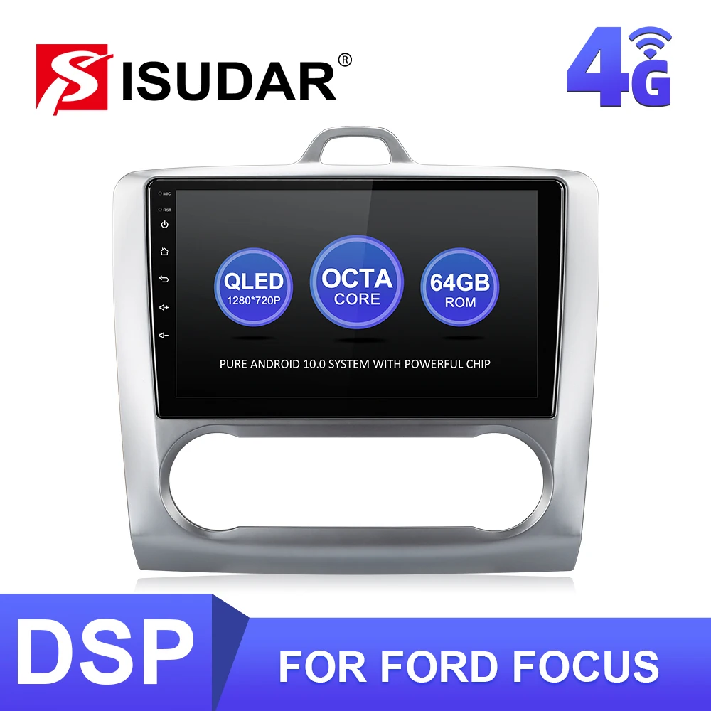 Автомагнитола ISUDAR T68 Android 10 для Ford Focus 2 Mk 2004-2011 GPS-навигация мультимедиа 8 ядер ОЗУ 4