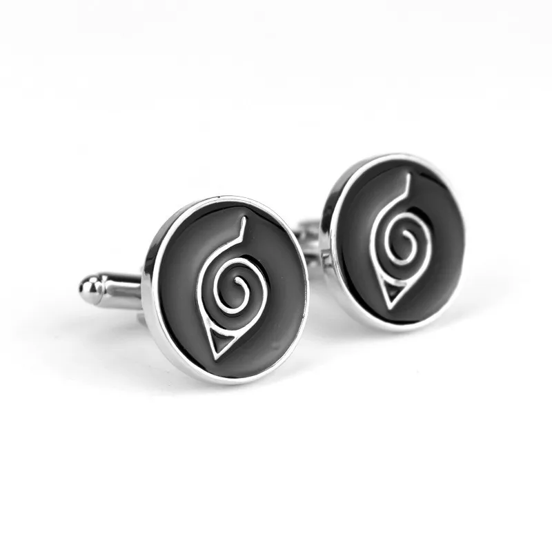 Аниме вокруг Косплей Наруто Узумаки деревянный лист Логотип Запонки одежда