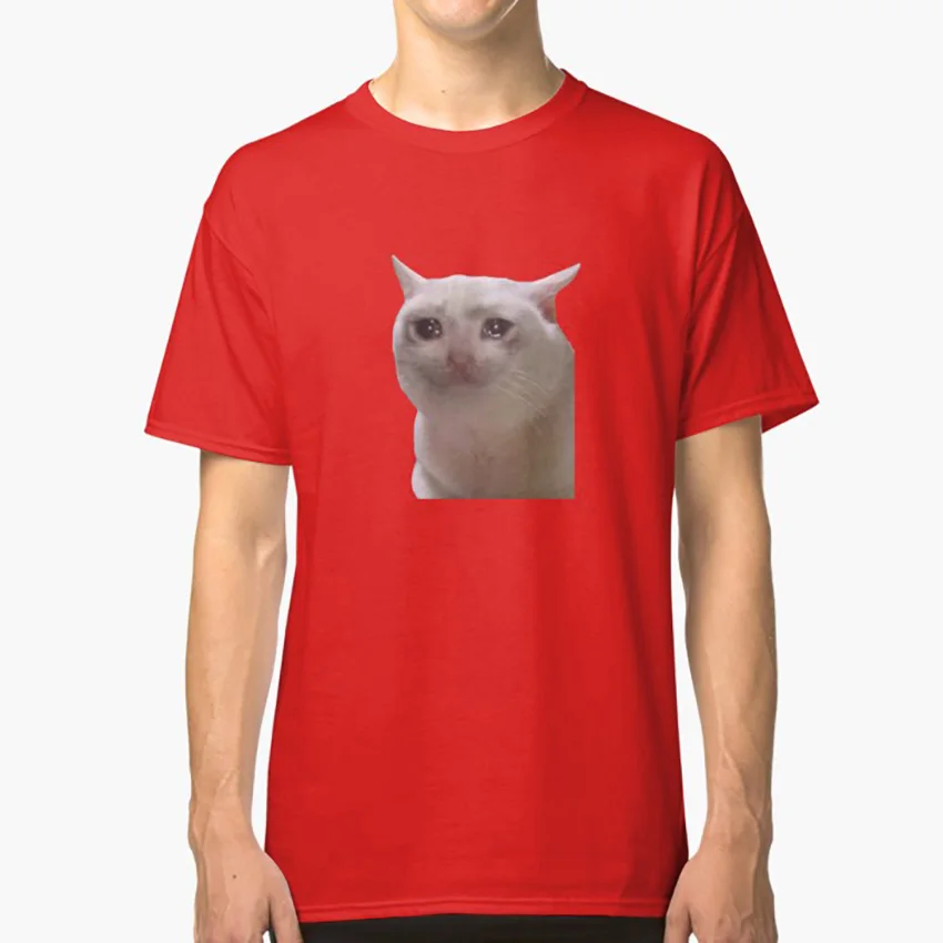 Красный Sad Cat Meme футболка sad cat meme плачет Кот meme смешной Кот Meme instagram - Цвет: Красный