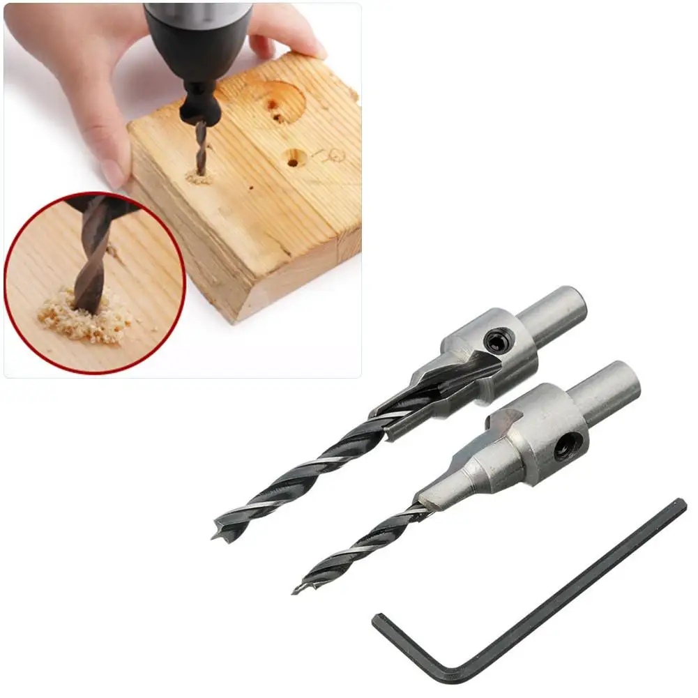 Latest 2Pcs/set 3 Steps Countersink Drill Bit Pilot Bits Set Screw Hinge Hole Saw Chamfer 4-6 5-7mm 8mm Shank | Инструменты