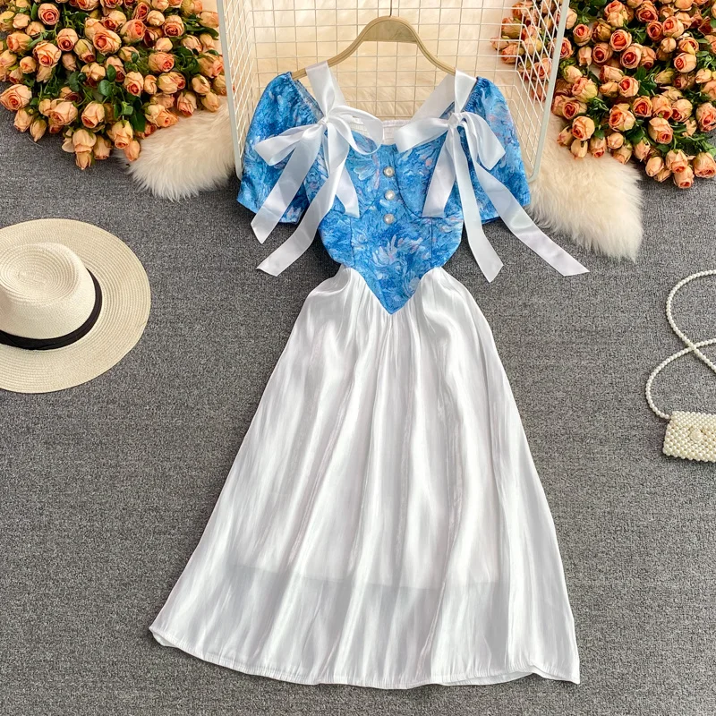 

Милое милое платье с пышными рукавами для девочек, модное платье миди в стиле Харадзюку, платье принцессы, женские летние платья в японском ...