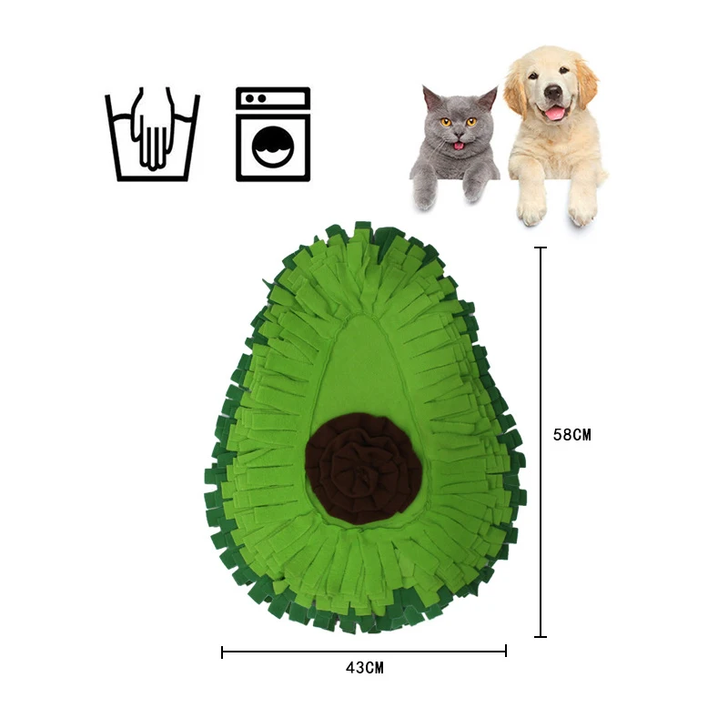 

2021 Fashion new Pet toy avocado polar fleece relieve boredom puzzle treasure hunt for food cats and dogs universal smelling pad