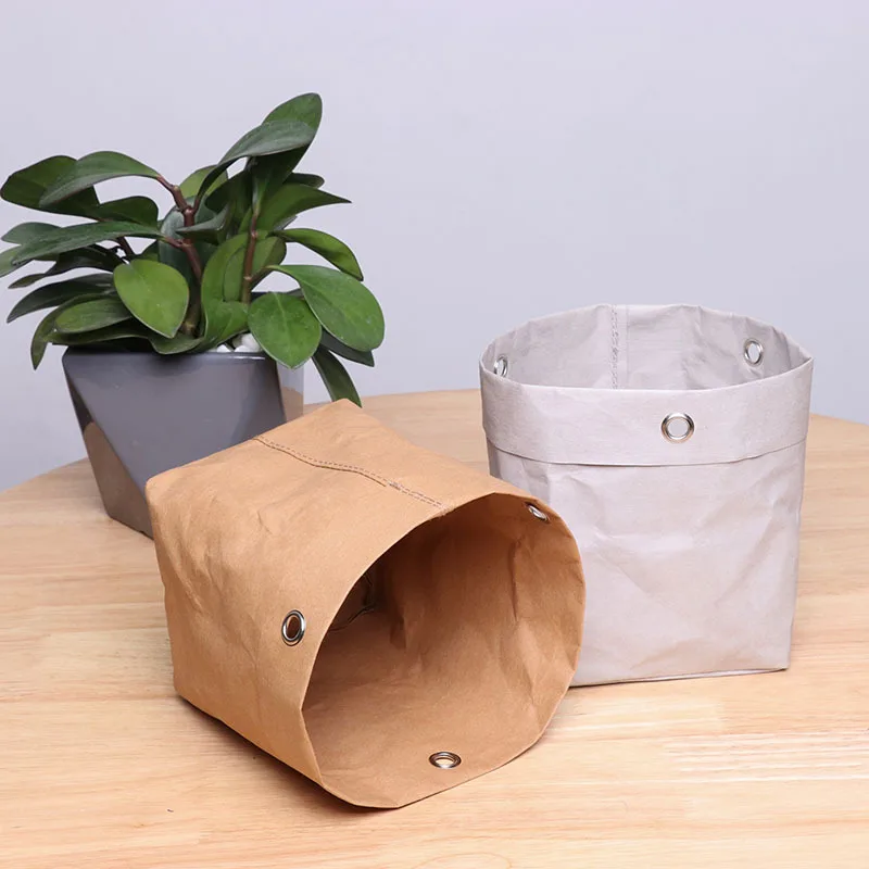 10pcs Packaging Bags Kraft Paper Washable and Tear Resistant Nordic Wind Paper Storage Bag Foldable Waterproof Flower Pot Cover