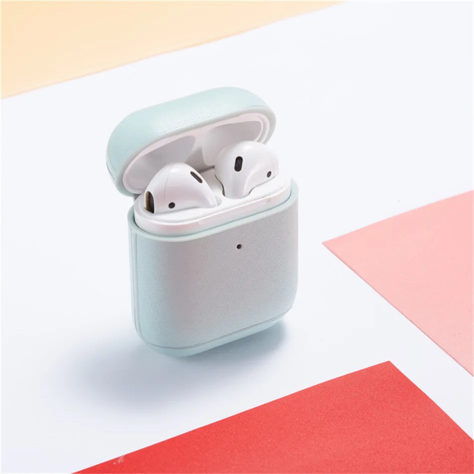 OTTWN цветной кожаный чехол для наушников для airpods1 2 Простой чистый цвет беспроводные bluetooth наушники защитная крышка для airpods