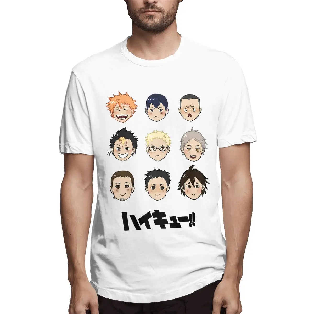 

Haikyuu!!-1 Men Unique Tee Shirt Short Sleeve Crew Neck T-Shirt Cotton Party Clothes