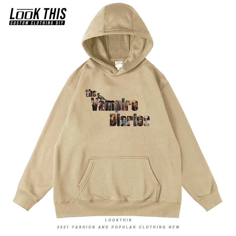 

The Vampire Diaries Print Men's Oversized Hoodies Sweatshirts Gothic Style Hooded Hoodies Harajuku Streetwear Casual Men Popular