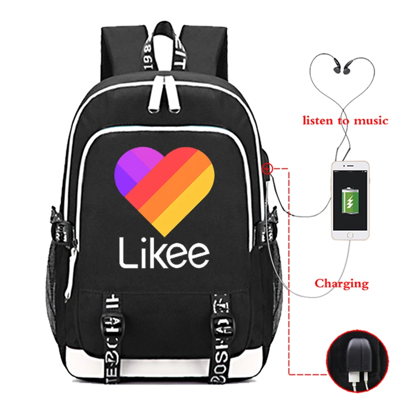 Рюкзак Likee USB для студентов школьные сумки со светящимися usb зарядками дорожный