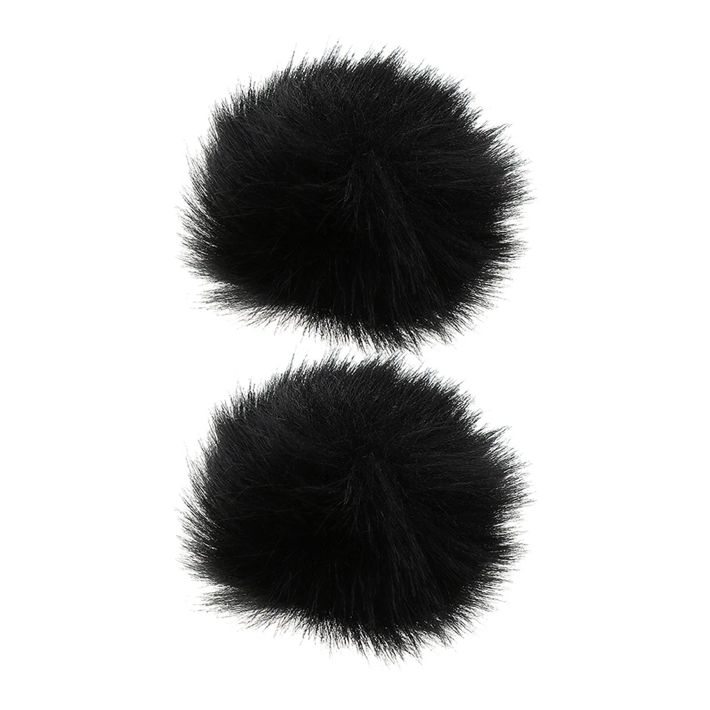 2xFurry Windscreen Windshield Wind Muff Lavalier Lapel Microphone Mic Black | Спорт и развлечения