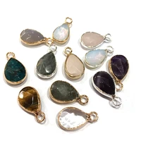 natural stone pendant water drop shape faceted mix color agate charms for jewelry making diy bracelet necklace earring accessory