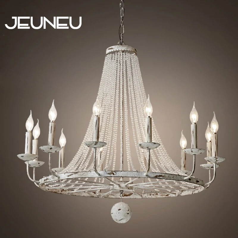 

Retro Vintage Luxury Big Crystal Chandelier Lamp American Country Style E14 LED Lustres Modern Lights for Hotel Living Room Hall