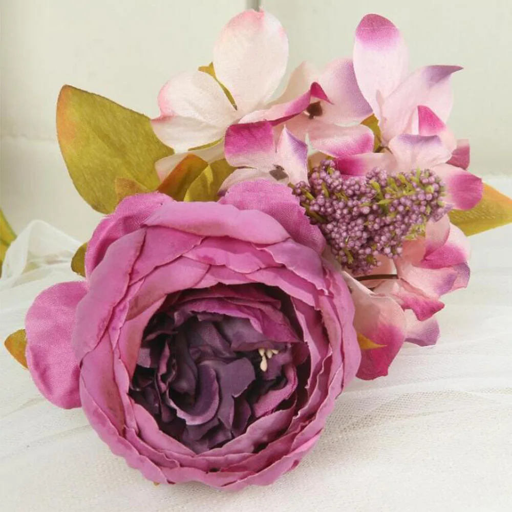 1 букет европейских искусственных пионов декоративные Вечерние шелковые