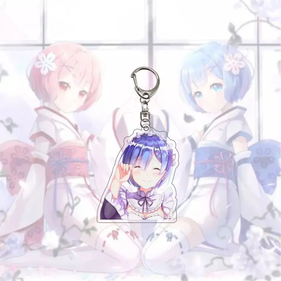 Брелок с надписью Re: жизнь в другом мире акриловый подвесной кольцо для ключей