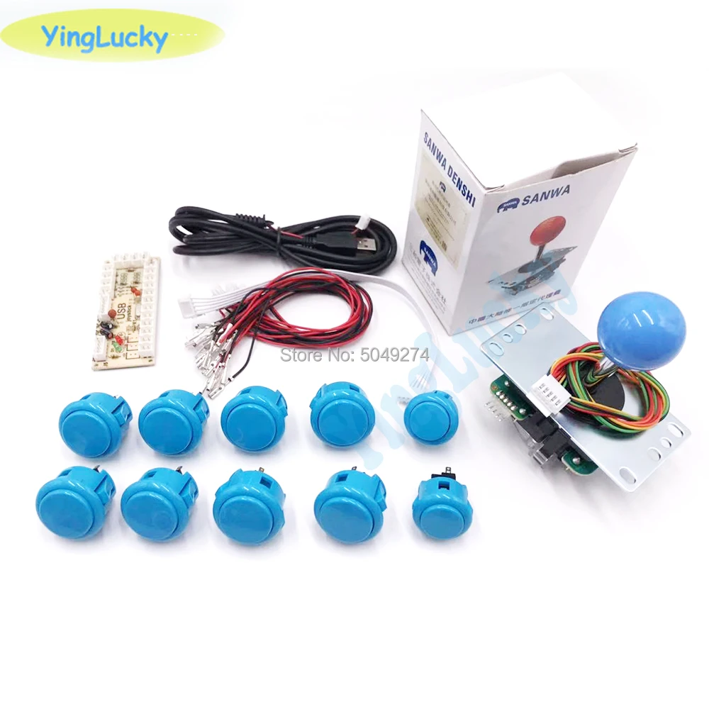 Yinglucky оригинальная Sanwa Япония JLF-TP-8YT OBSF-30 кнопочный USB к ПК нулевой датчик с переходником для JAMMA MAME Комплект Аркады своими руками - Цвет: blue