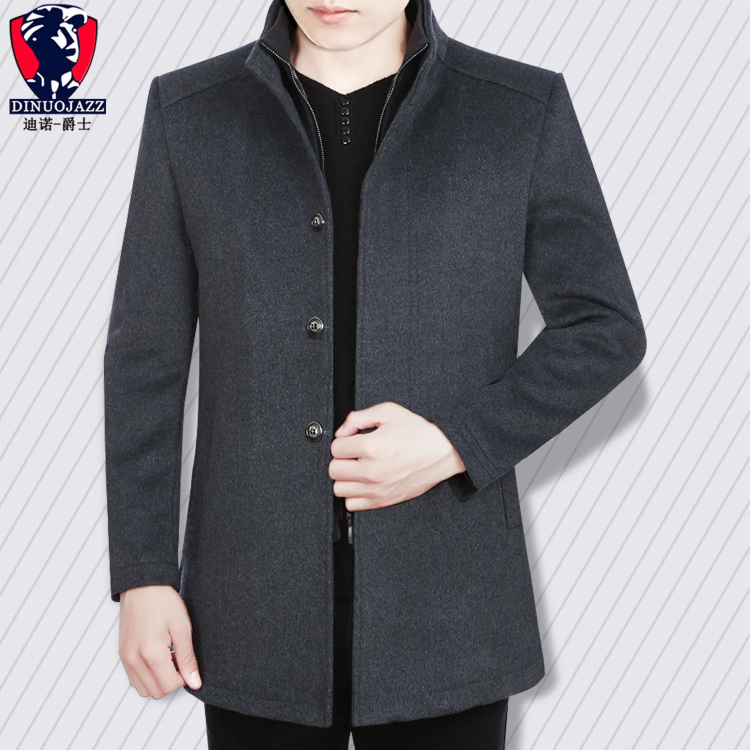 Коричневая куртка мужская флисовая зимняя шерстяной Тренч Теплый Повседневный