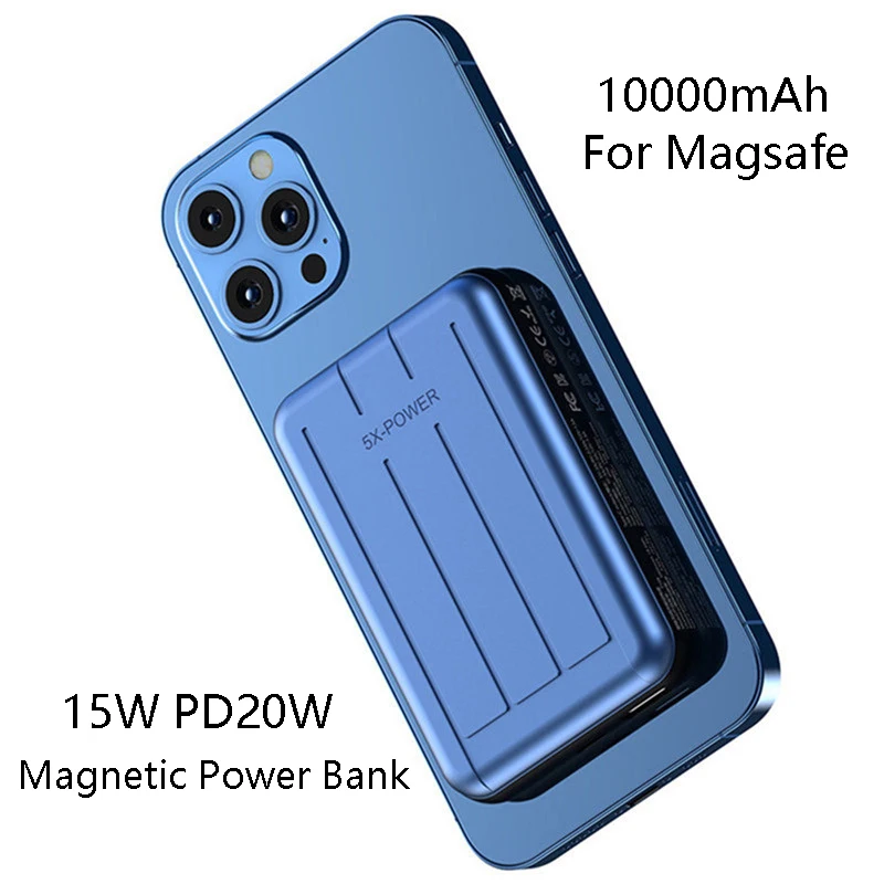 

15W Magnetic Built-10000mah Battery Wireless Power Bank For Magsafe Iphone 12 Pro Max 12 Mini Portable Charger Mobile Power Bank