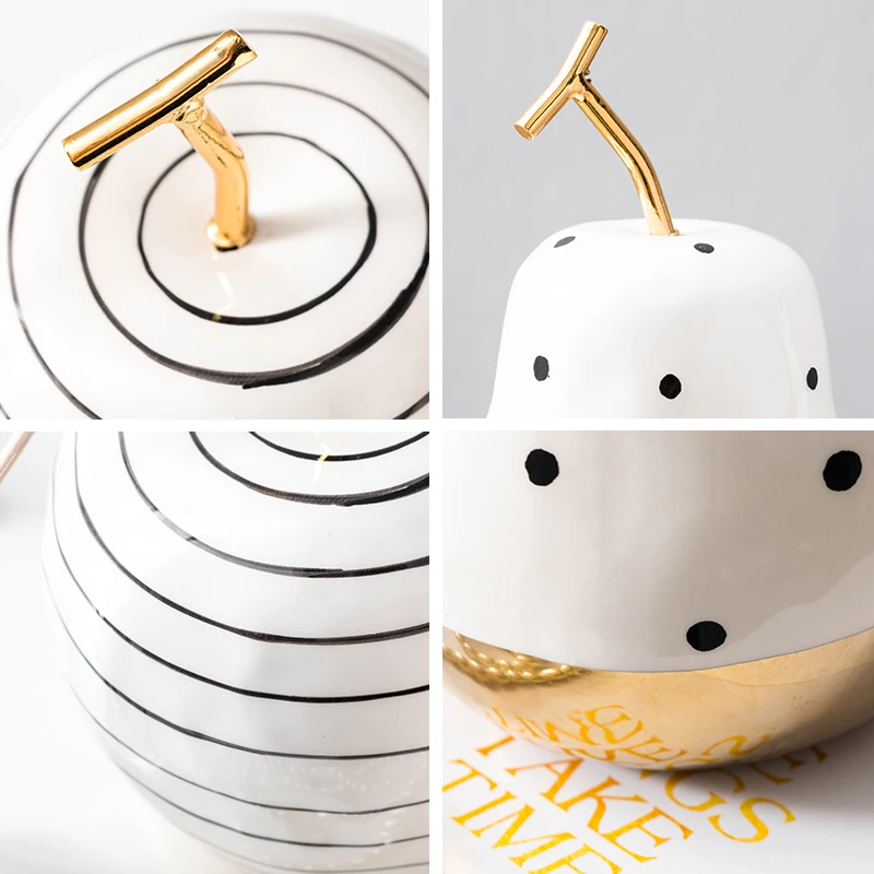 

Pear Shaped Fruit Plate Home Decor Accessories Modern Living Room Ceramic Handmade Crafts Desktop Display Christmas Gifts