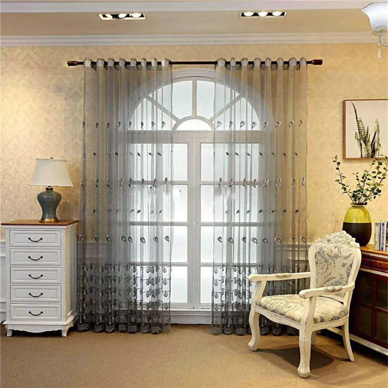 Европейские Роскошные Синие серые желтые фиолетовые шторы с вышивкой готовые