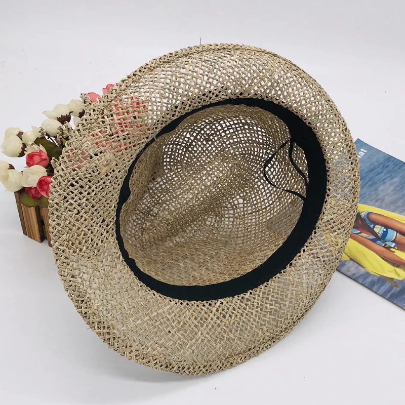 Шляпа мужская соломенная с вырезами Солнцезащитная Панама для отдыха и
