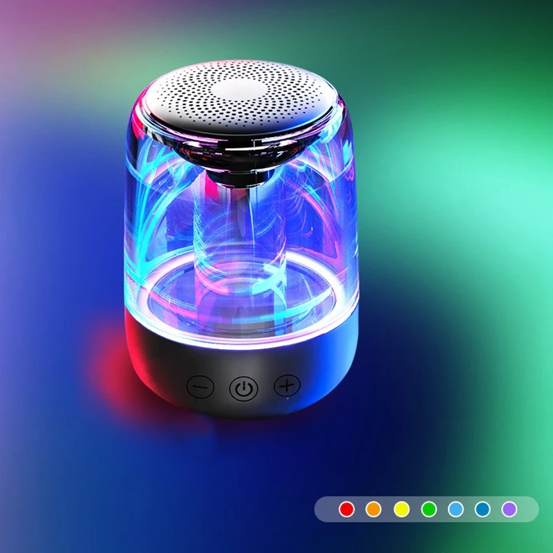 

C7 Transparent Crystal Bluetooth Speaker LED Colorful Atmosphere Light HIFI Stereo Bluetooth Speaker TWS Speaker with Mic