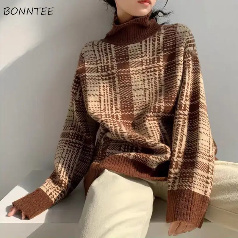 

Женские пуловеры, свитера, толстая водолазка, мягкие свободные зимние шикарные женские элегантные топы в стиле Харадзюку, теплые Универсал...