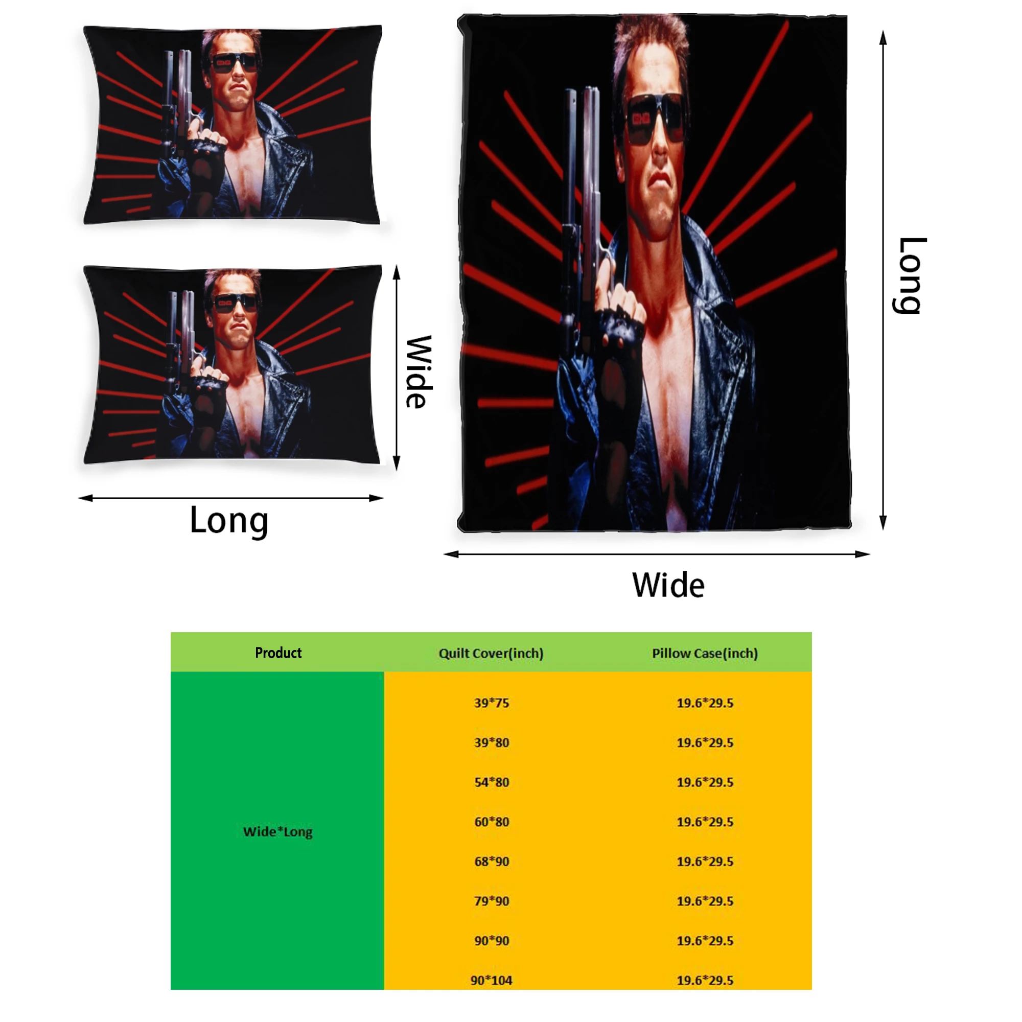 

The Terminator Printed Bedding Set Pattern Printing Polyester Quilt Cover Set 3 Pieces Quilt Cover Pillow Cover Set