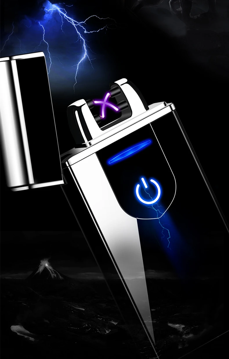 Двойной arc светодиодный сенсорный экран зондирование USB петля зарядки безопасный и портативный Зажигалка выбор подарка