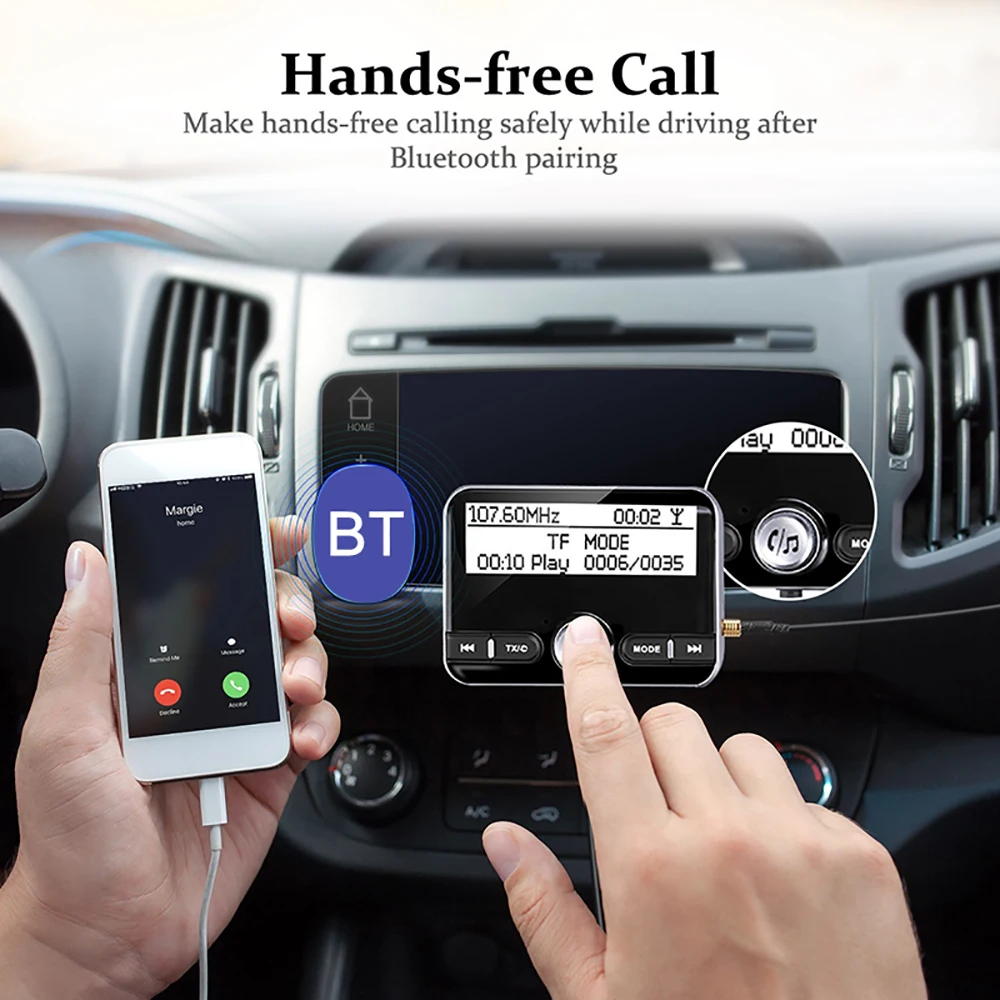 Цифровой радиоадаптер VicTsing DAB/DAB + FM передатчик с Bluetooth гарнитура для звонков два