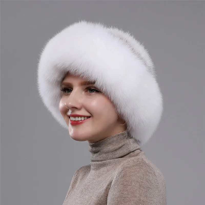 Women's Genuine Mink Fur Knitted  Hat Winter Headwear Handmade Fashionable