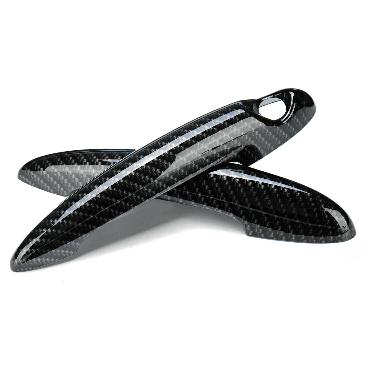 Глянцевый черный чехол для автомобильной дверной ручки из углеродного волокна BMW