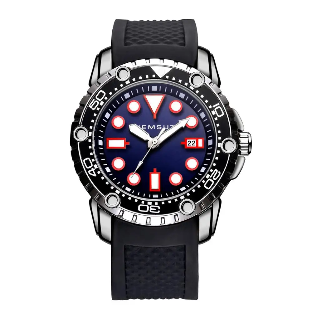 Часы наручные Hemsut мужские с силиконовым ремешком спортивные Водонепроницаемые