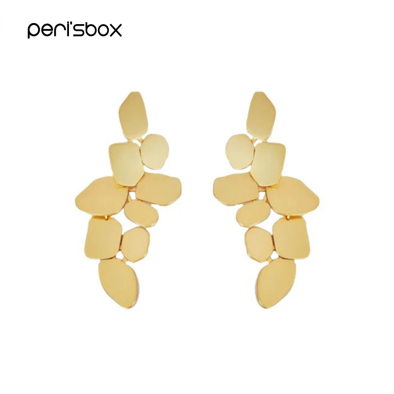 Peri'sBox 3 вида стилей носить матовый золотой лист висячие серьги геометрические серьги для женщин Стильные нерегулярные висячие серьги французский
