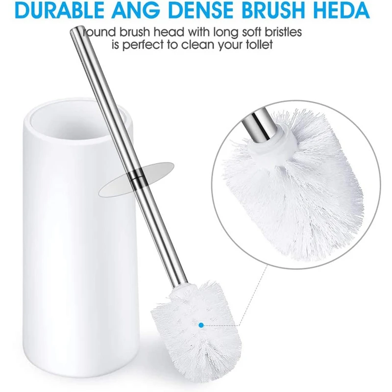

3Pcs Toilet Brush Stainless Steel Long Handle Toilet Brush Cleaning Brush with Seat Toilet Brush Suitable for Bathroom Toilet