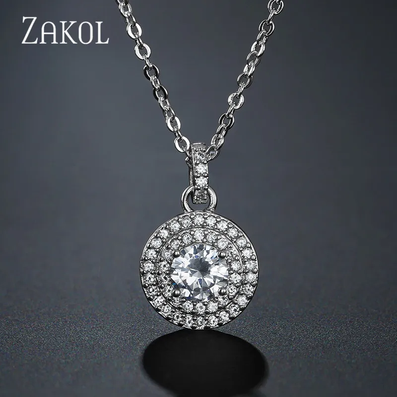 Женское Ожерелье ZAKOL классическое ожерелье с микро цирконием модное свадебное