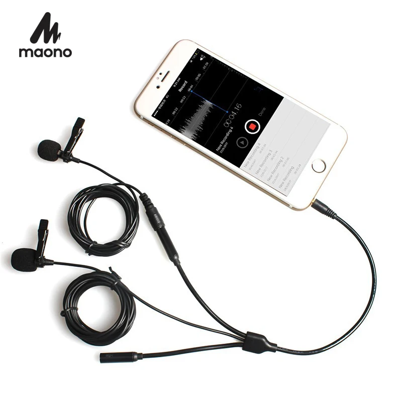 

MAONO Dual Lavalier Microphone Hand-free Lapel Mic with Headphone Output Jack Clip-on Interview Condenser Microphone for YouTube