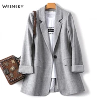 2020 new fashion business plaid suits women work office ladies long sleeve spring casual blazer