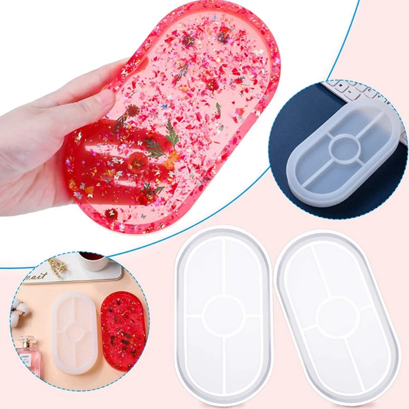 

Oval Tray Epoxy Resin Mold Plate Dish Casting Silicone Mould DIY Crafts Jewelry Organizer Holder Making Tool